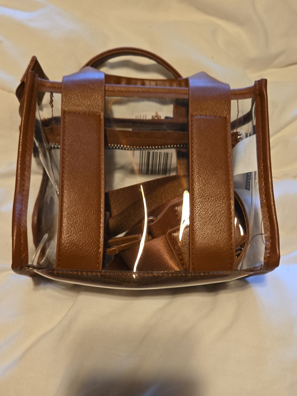 Style & Co. Clear Tote with Brown Trim